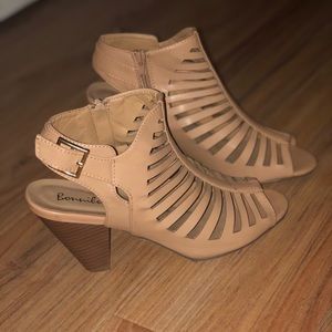 Tan Tapered-Heel Sandals